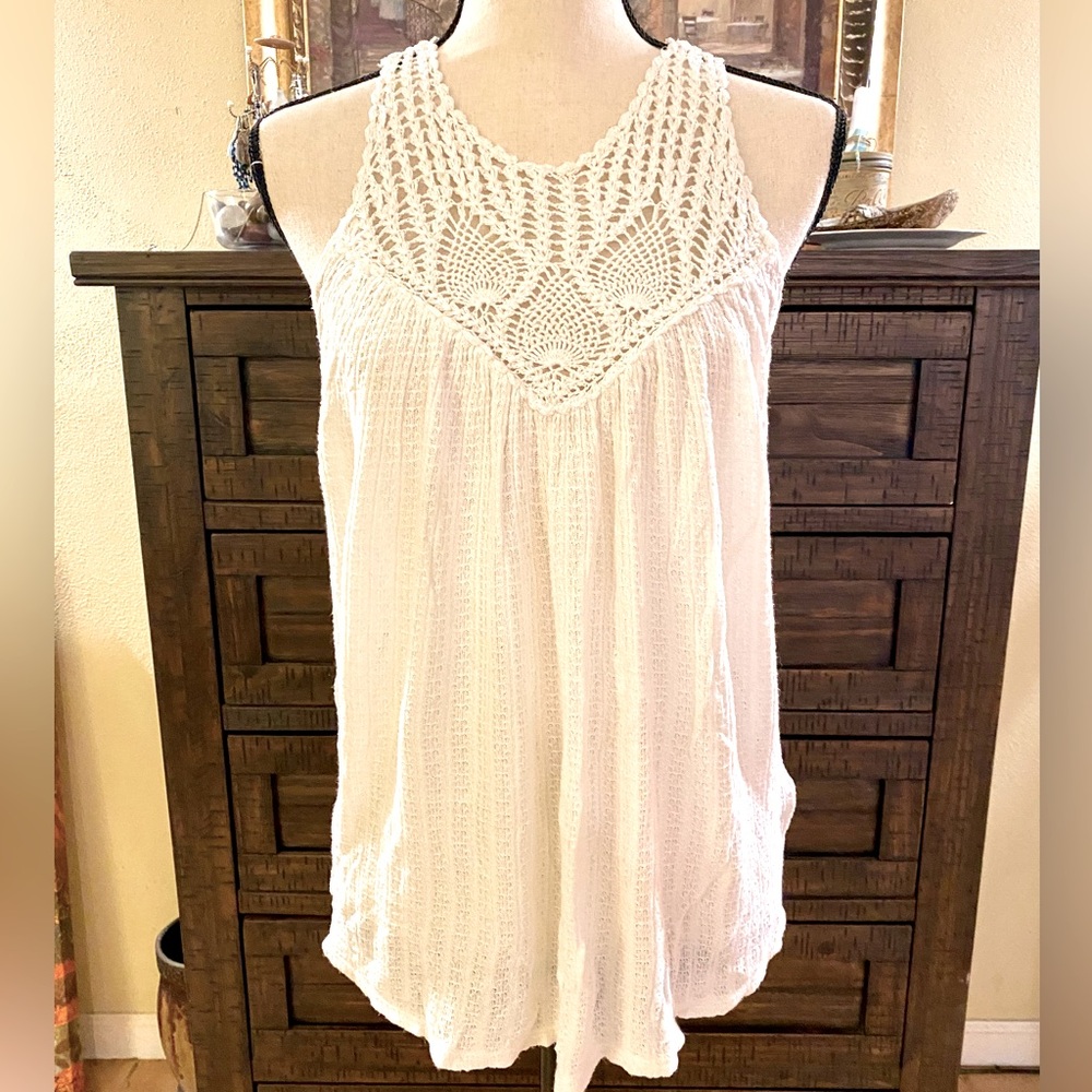 Lucky Brand Crochet Yoke Tank
